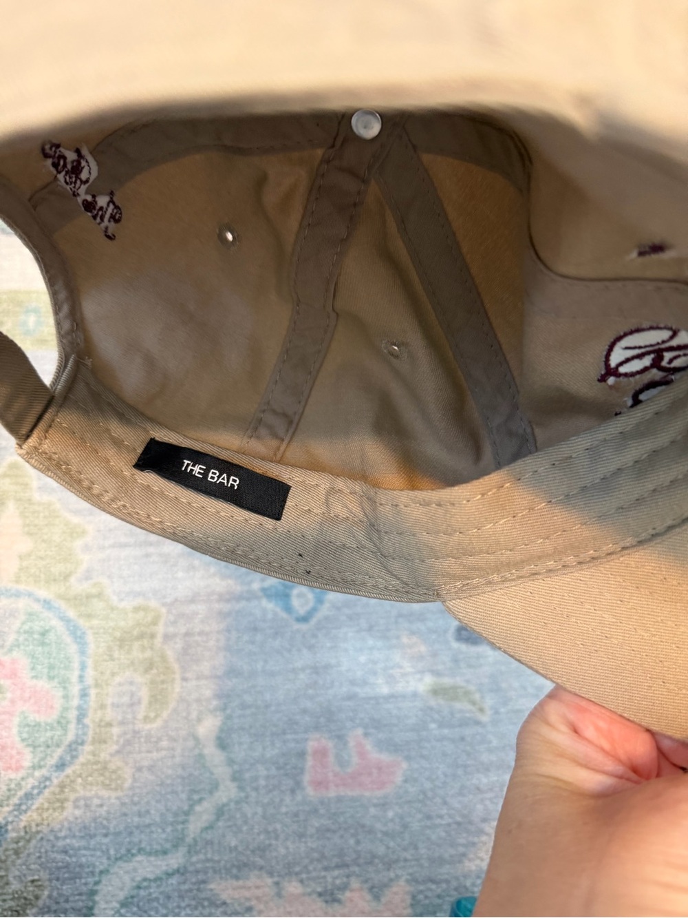 Khaki 'The Bar' Embroidered Baseball Cap - Picture 4 of 5